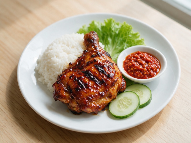 Foto nasi ayam bakar yang siap dianalisis