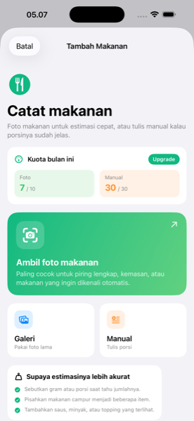Catat makanan dengan foto